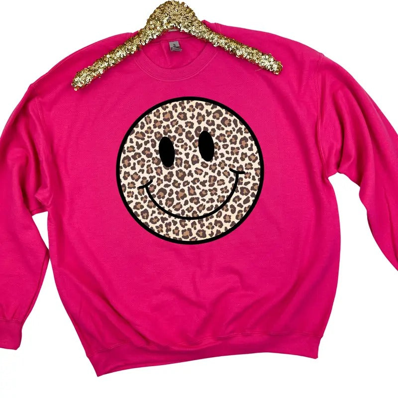 Leopard Happy Face Sweatshirt 'NLB'