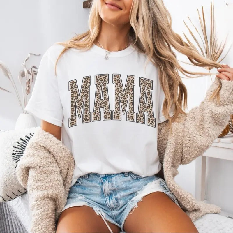 Leopard Mama Shirt, Mothers Day Gift, Mom Shirt, Retro Mama Shirt, Gift For Mom, Leopard Mama T-Shirt