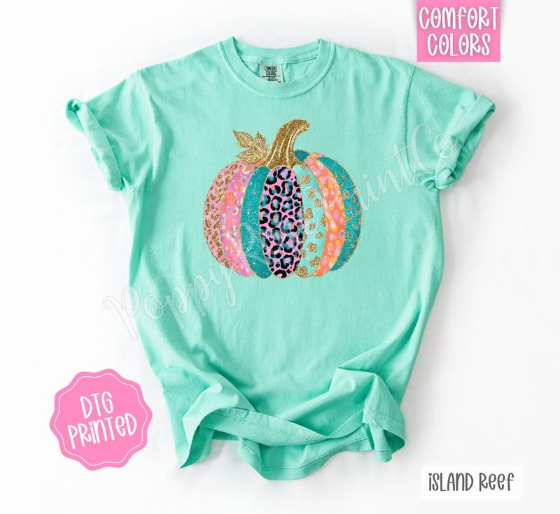 Leopard Pumpkin Shirt Comfort Colors, Trendy Autumn Tshirt