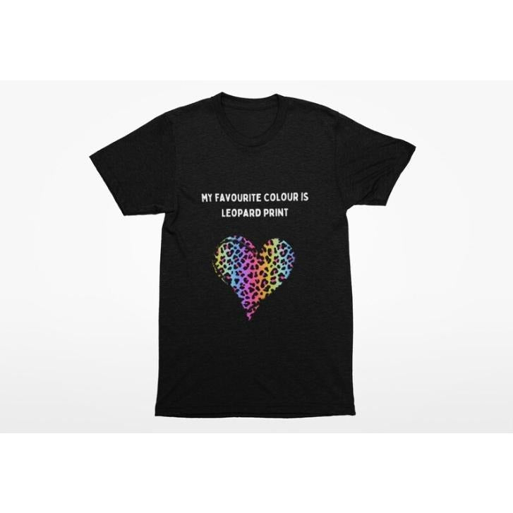 Leopard Symbol T-Shirt, Leopard Print colourful heart, My favourite Colour is leopard print, Quirky t shirt, Leopard print lovers gift Made in USA