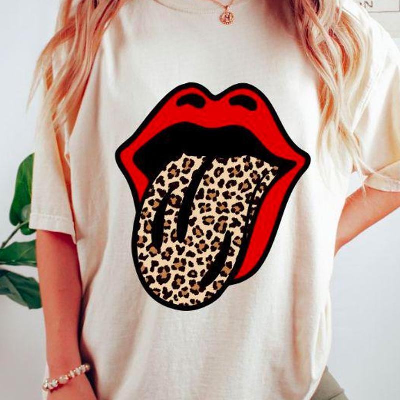 Leopard Tongue Preppy Girly Shirt, Vintage Leopard Pattern Shirt, Pink Mouth Leopard Mom - Mama Tee, Gift for Her, Gift for Mom