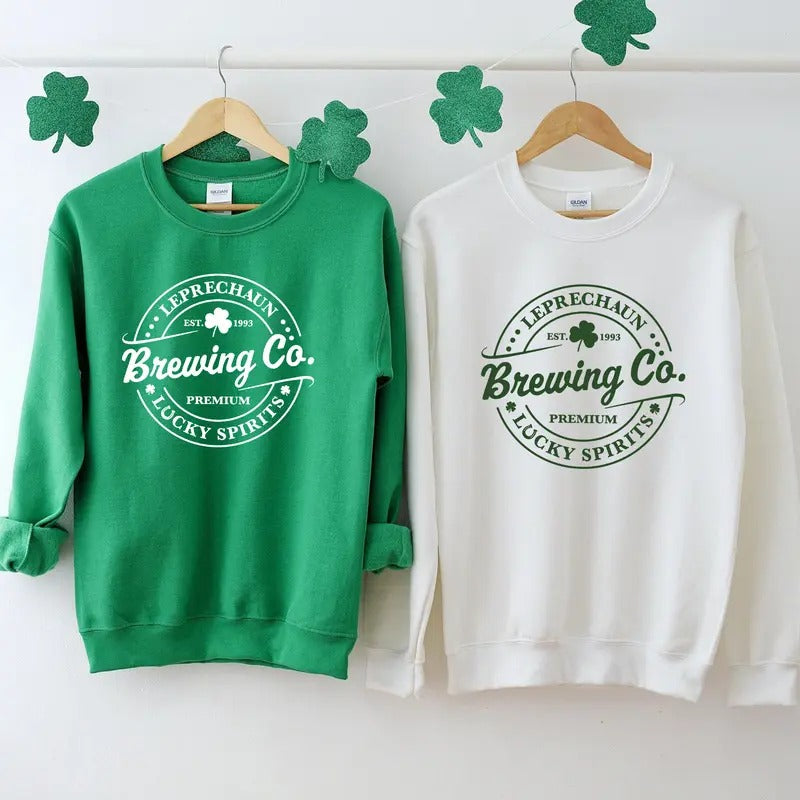 Leprechaun Brewing Co Sweatshirt, Retro St Patricks Day Gift, Vintage Irish Shirt, Lucky Spirits Shirt, St Patty Day Shirt, Leprechan Shirt, St Patrick's Day Gifts