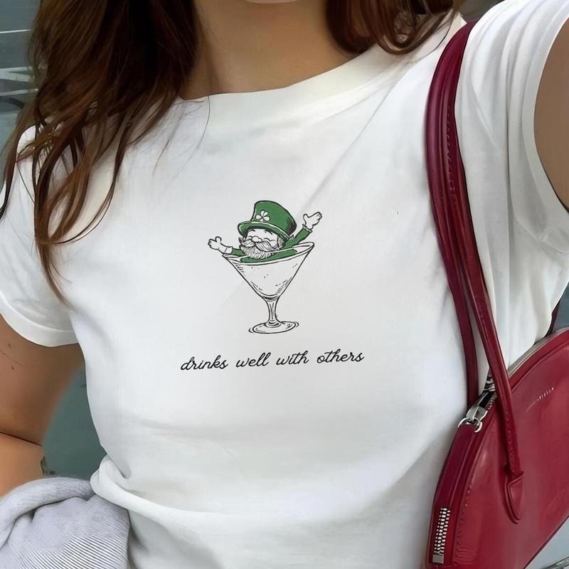 Leprechaun Martini Cocktail St Patrick's Day Shirt, Vintage Illustration St. Patty's Day Tee Vintage Aesthetic