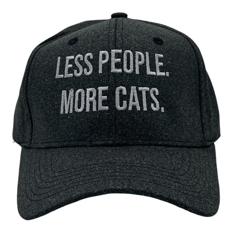 Less People More Cats Hat Funny Sarcastic Kitten Lovers Cap Funny Hats Introvert Funny Cat Novelty Caps for Men Black - Standard