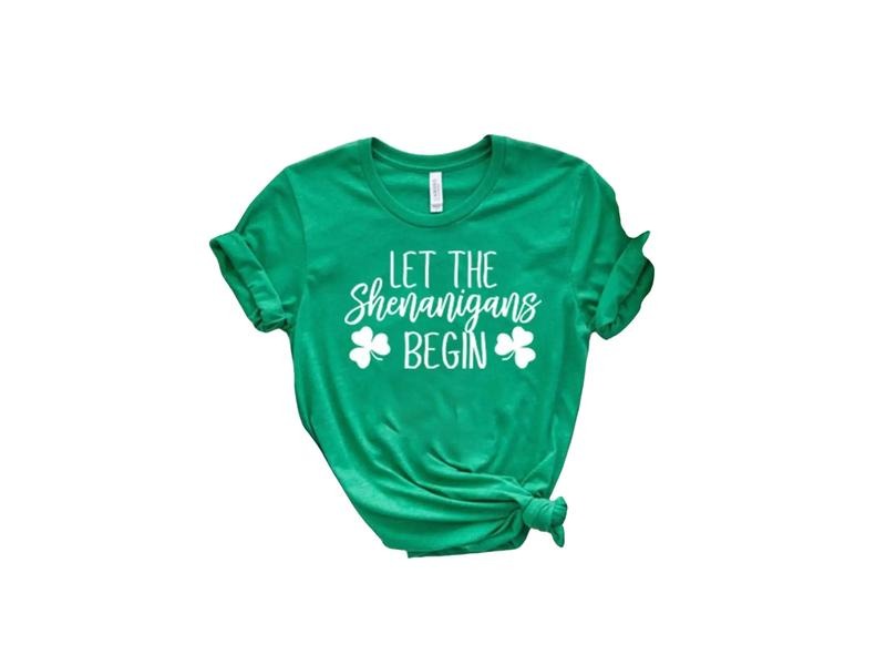 Let The Shenanigans Begin Shirt, St Patricks Day Party Shirt, Funny St Paddys Shirt , Green Beer Shirt, Gift For Family Friends, Gifts Ideas For St Patrick's Day Sweater, Short Sleeve Tee Shirt Classic Menswear