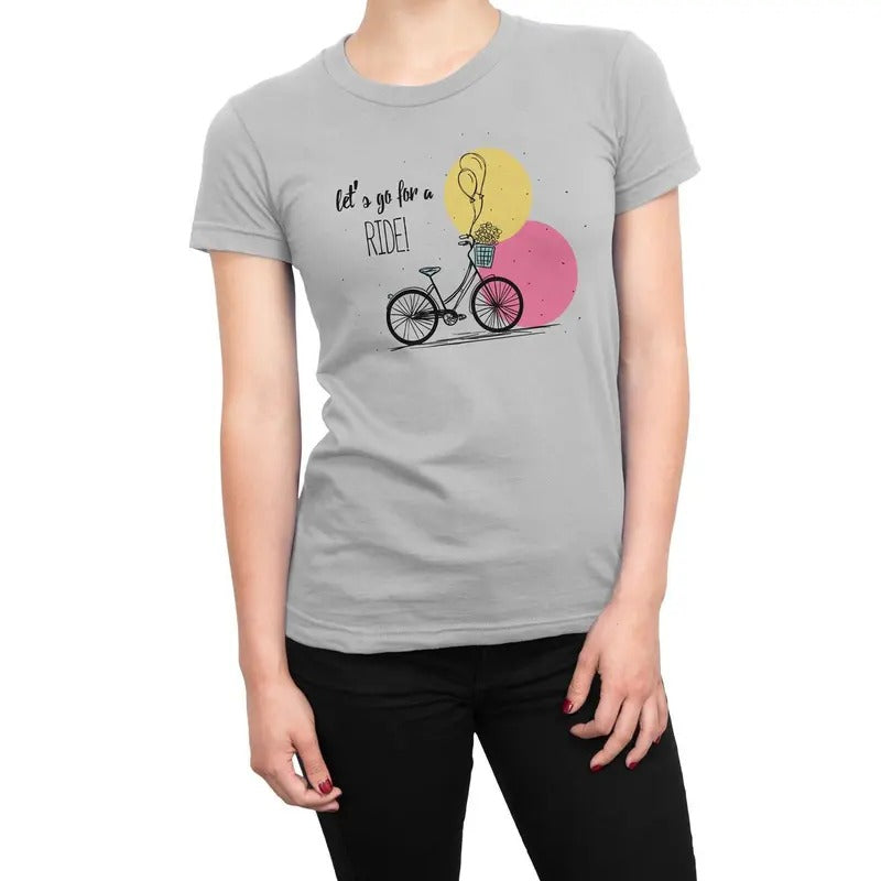 Let's Go for a Ride Bicycle Women's T-Shirt Casual Crewneck