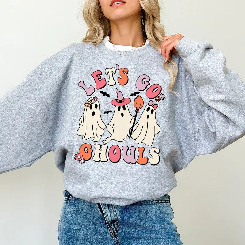 Lets Go Ghouls Sweatshirt, Vintage Halloween Shirt, Retro Fall Tee, 2024 Halloween Sweatshirt, Vintage Ghost Shirt,Spooky Season Tee