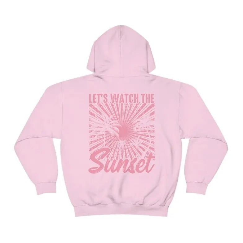 Lets Watch The Sunset Hoodie, Sunset Hoodie, Sunset Summer Hoodie, Summer Clothes Shirt Knit Classic Fabric Jersey Collar Garment Long Casual Cotton
