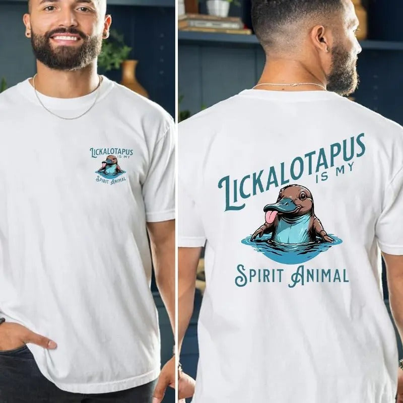 Lickalotapus is my Spirit Animal Men's funny T-shirt Crewneck Menswear men gifts graphic tee, Top trending, Casual Streetwear, Lickalotapus Shirt