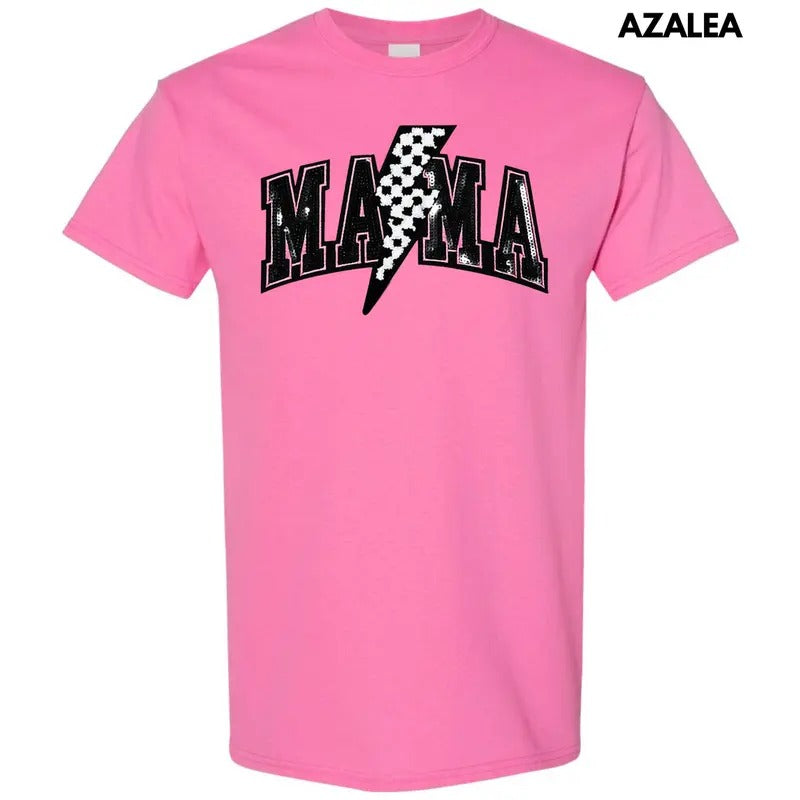 Lightning Mama Black Sequin Patch Gildan Short Sleeve T-Shirt