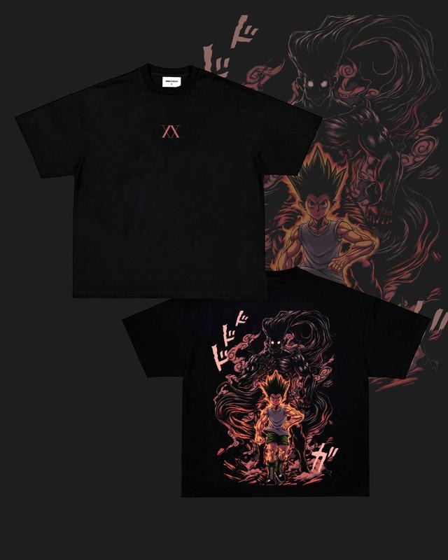 Limited Edition Monster Adult Gon Freecss Hunter x Hunter Anime Double Printed Oversize Lightweight Tee, Gift For Anime Fans and Lovers