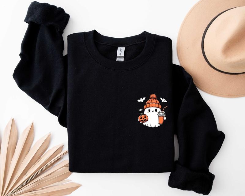 Little Ghost Ice Coffee Sweatshirt - T-Shirt - Hoodie, Ghost Sweatshirt, Halloween Tee, Cute Ghost Shirt, Little Ghost Ice Coffee Sweatshirt, Unisex Halloween Apparel, Spooky Season Graphic Tee