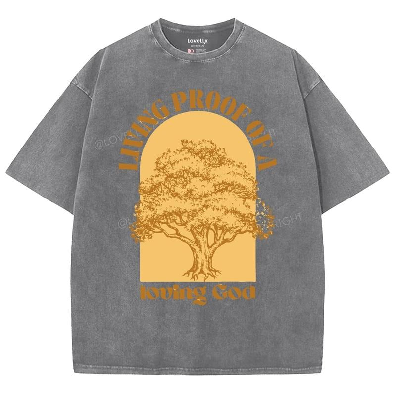 Living Proof Of A Loving God Unisex Washed T-Shirt,, Christian Jesus t shirts, Vintage 90s Graphic Tee Gift Cotton Top Womenswear Bottom