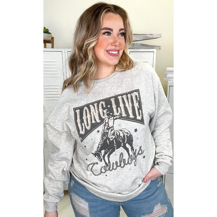 Long Live Cowboys Graphic Sweatshirt - Cozy Western Vibes #LongLiveCowboys #CowboySweatshirt #OatmealGlow