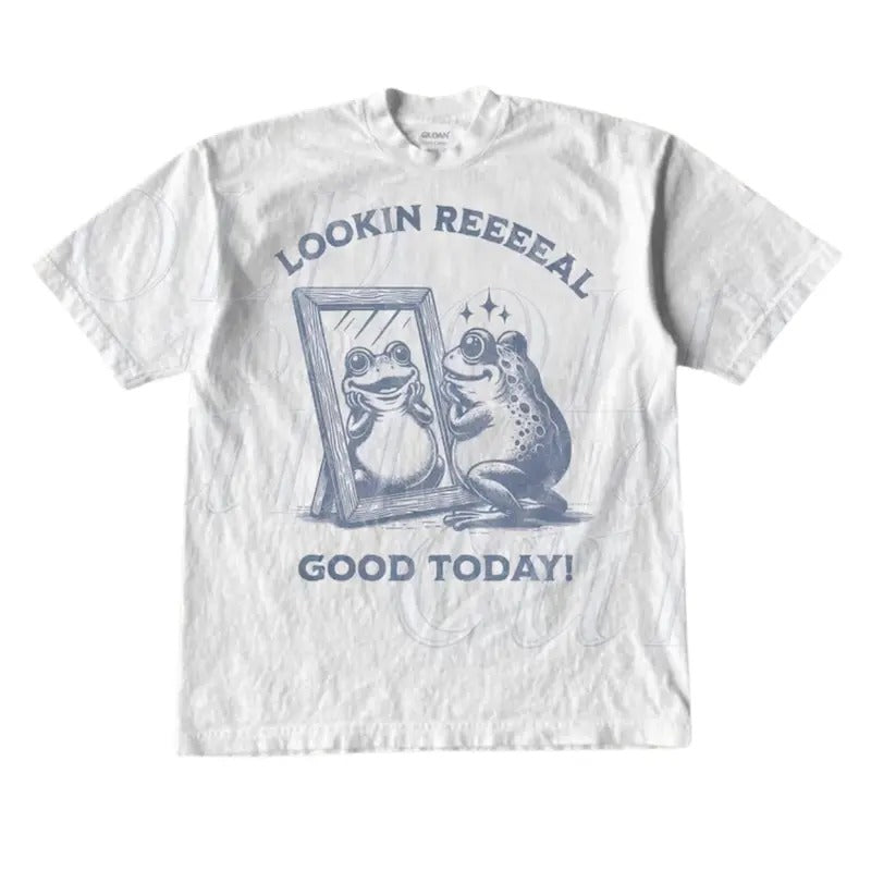 Looking Real Good Today Vintage Style Frog T-Shirt, Retro Funny 90s Unisex Adult Frog Shirt, Funny Toad Graphic Shirts, Silly Frog Lover Tee