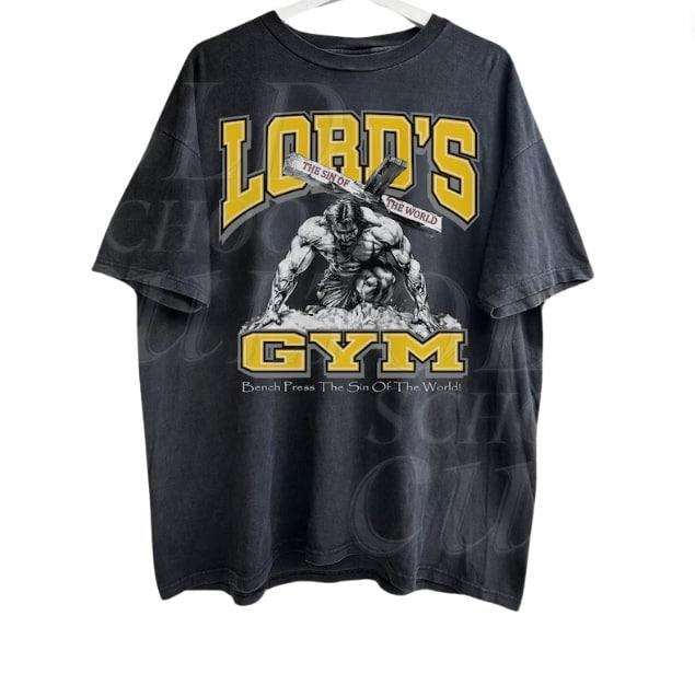 Lords Gym Vintage 90s Graphic Shirt, Jesus Pump Cover Shirt, Bench Press The Sin Of The World, Retro Gym Wear, Christian Gifts Shirt Menswear Top Underwear Streetwear