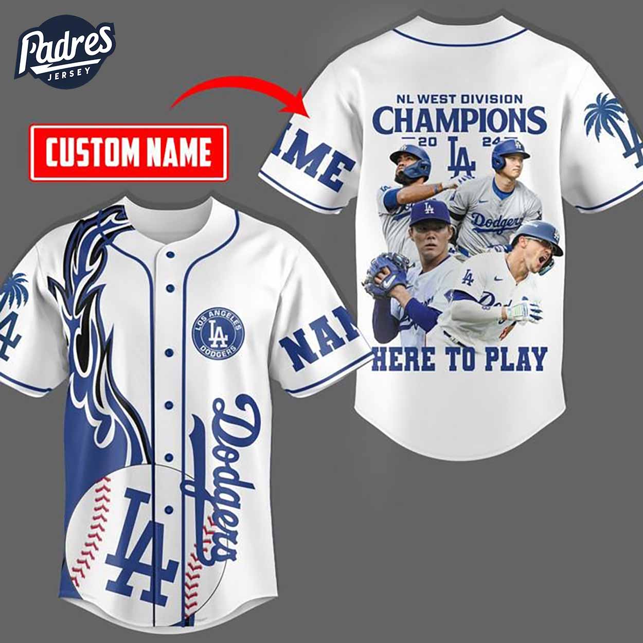 Los Angeles Dodgers NL West Champions Custom Baseball Jersey - Padres Jersey Oasis: Elevate Your Baseball Style Game