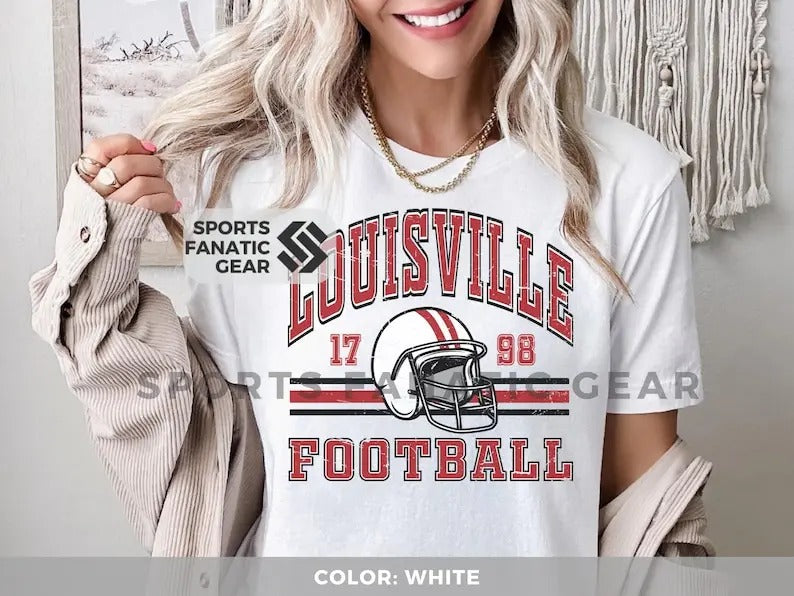 Louisville Retro College Football Shirt, Vintage Style Football Tshirt for Game Day, College Student Alumni Gift