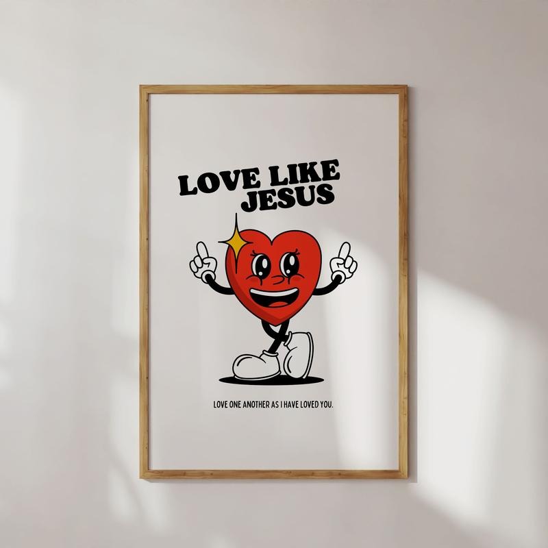 Love Like Jesus Large Wall Poster, Retro Mascot Wall Art, Christian Wall Art, Bible Verse Wall Art, Cute Wall Print Gift, Poster Prints No Frame, Gifts For Women Wall Art, Large Wall Art, Gifts For Birthday Christmas Xmas Artwork Landscape