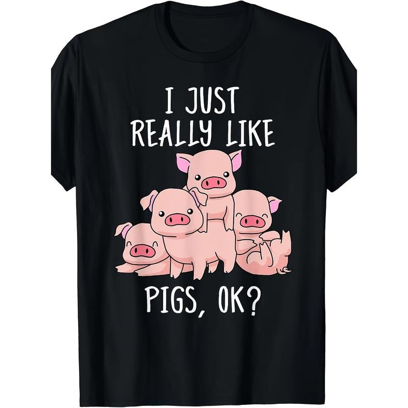 Love Pig T-Shirt Gifts Pigs Tshirt Men Cute Swine T-Shirt Made in USA