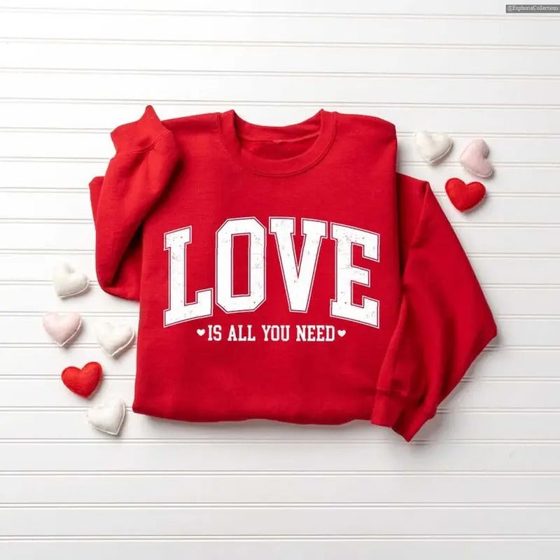Love Valentine Sweater Hoodie, T-Shirt, Love All You Need, Women Cute Heart Coquette Old School Sweatshirt Gift , Global Trending Outfits