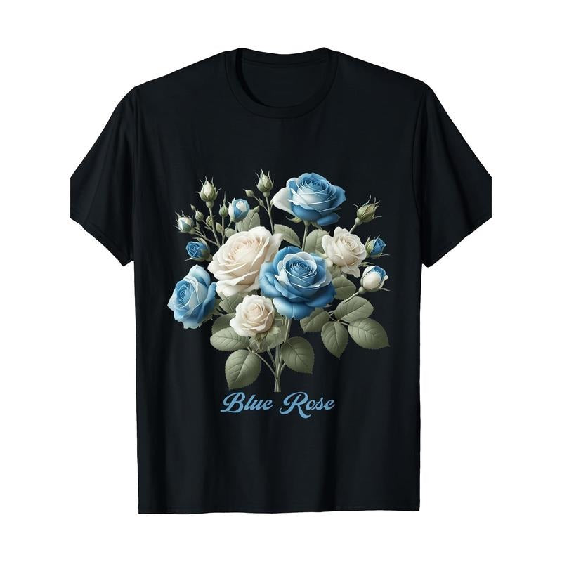Lovely Blue Rose Plant Nature Lover T-shirt -100% cotton Made in USA