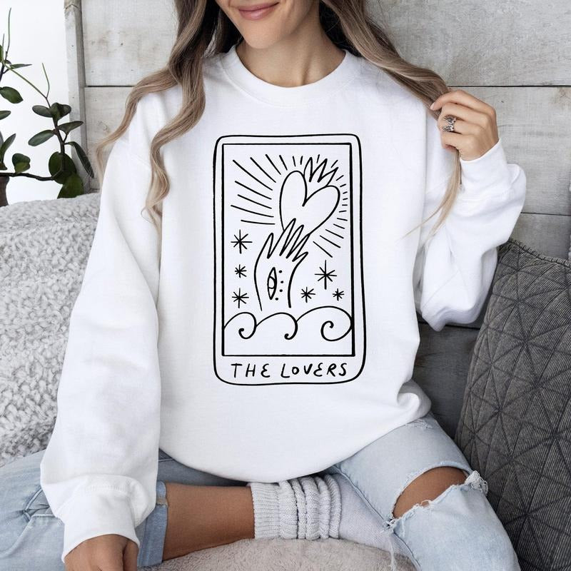 Lovers Tarot, Mystical, Magic, Sweatshirt, Valentine's Day, Crew Neck, Women's, Crewneck, Valentine's Day, Love, Heart, Cupid