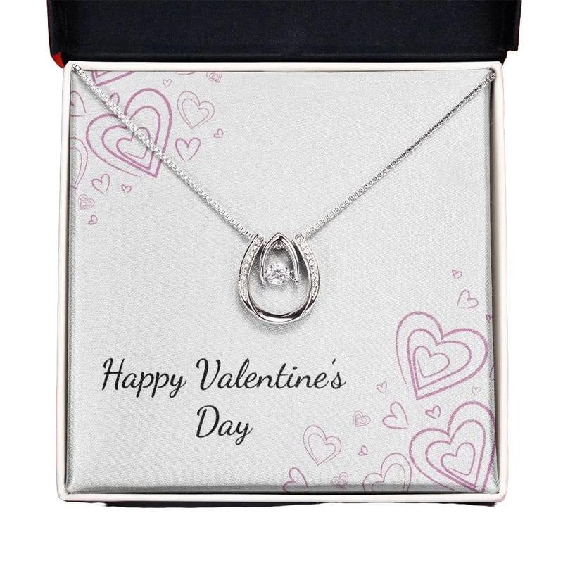 Lucky In Love Pendant Necklace, Happy Valentine's Day Necklace, Gift For Her, Wife, Girlfriend, Meaningful Gift From Husband, Love Necklace With Message Card, Gift For Her, Necklace With Gift Box, Valentine Gifts, Jewelry Box, Gifts For Valentines Day