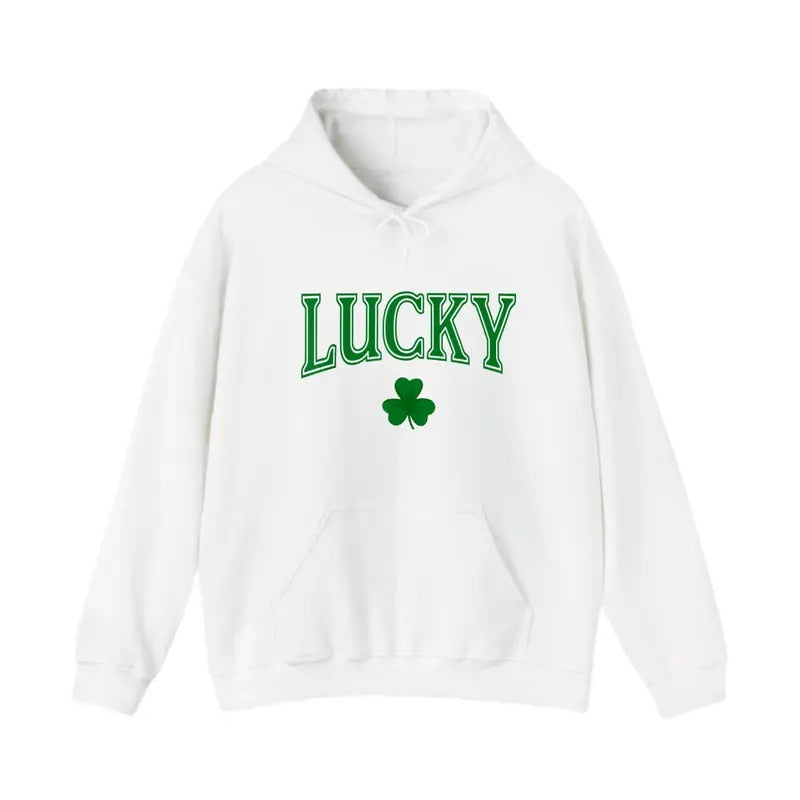 Lucky St Patrick's Day Clover Shamrock Lucky Hoodie Sweatshirt T-Shirt, For Men And Women, Long Sleeve, Unisex Hoodie