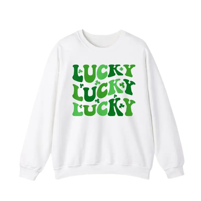 Lucky St Patrick's Day Clover Shamrock Lucky Sweatshirt, St Patrick's Day Sweatshirt, St. Patrick's Day Gift, Irish Sweatshirt
