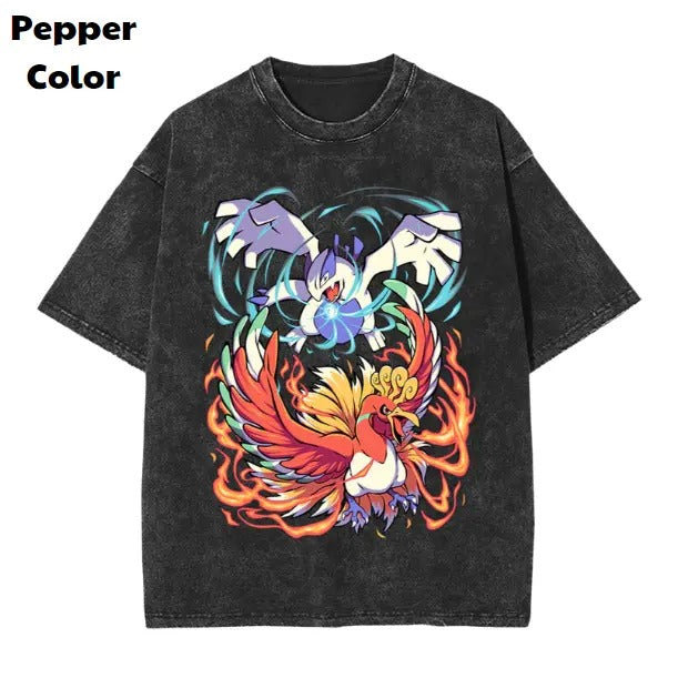 Lug Ho Birds Vintage Tee, Ho-oh Lugia T-Shirt, Pokemon Tee, Anime Shirt, Animation Graphic Tees, Gym Shirt, Unisex T-Shirt