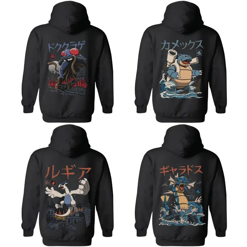 Lugia, Gyarados, Rayquaza, Tyranitar, Blastoise & Tentacruel Sky Guardian, Ocean Serpent, Storm Dragon, Stone Beast, Water Cannon Hoodie, Anime Hoodie