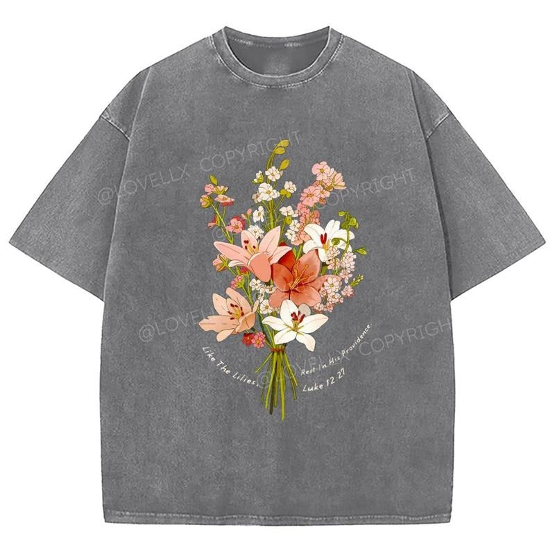 Luke 12_27 Unixes Washed T-Shirt, Christian Jesus t shirts, Vintage 90s Graphic Tee Gift Cotton Top Womenswear Bottom