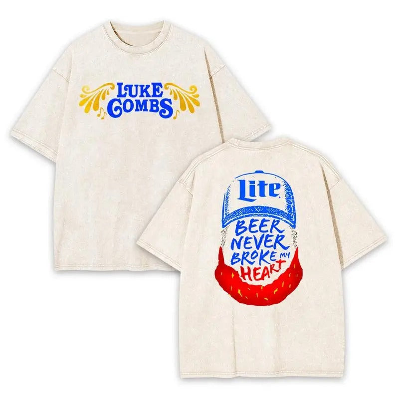 Luke Beer Combs Never Broke My Heart Double Sides Front And Back Tshirt Retro Gift For Him Gift For Her Music Shirt
