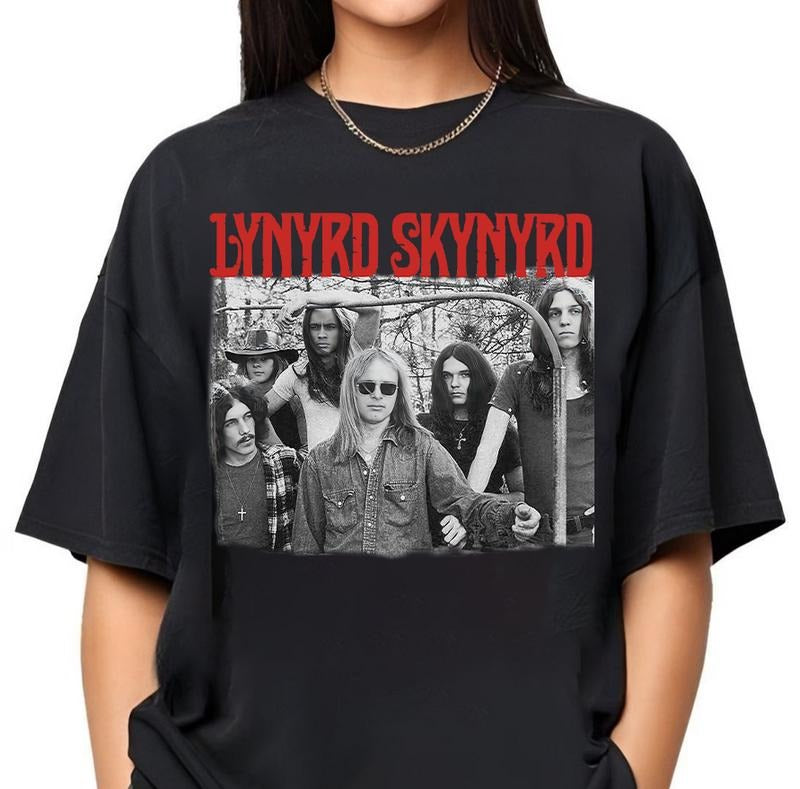Lynyrrdd Skynyrrdd Shirt Sweatshirt Hoodie, American Rock Music Band Ronnie Van Zant Shirt, Vintage Music 80's Gift Tee
