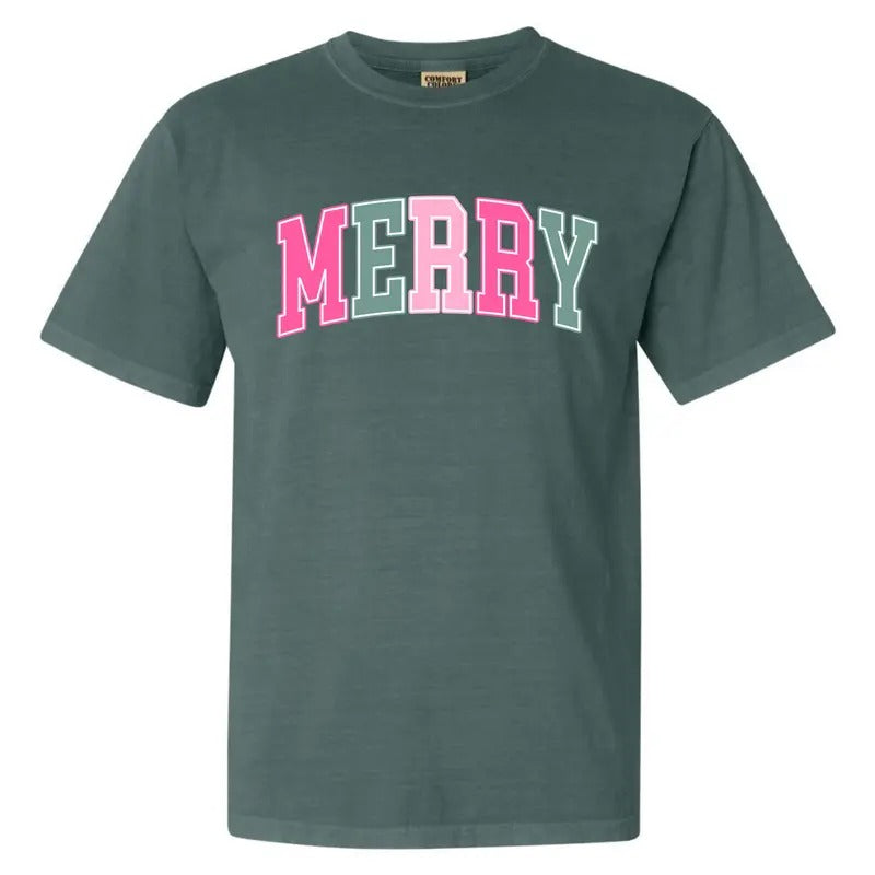 MERRY Varsity Letter Comfort Colors T-Shirt 'NLB'