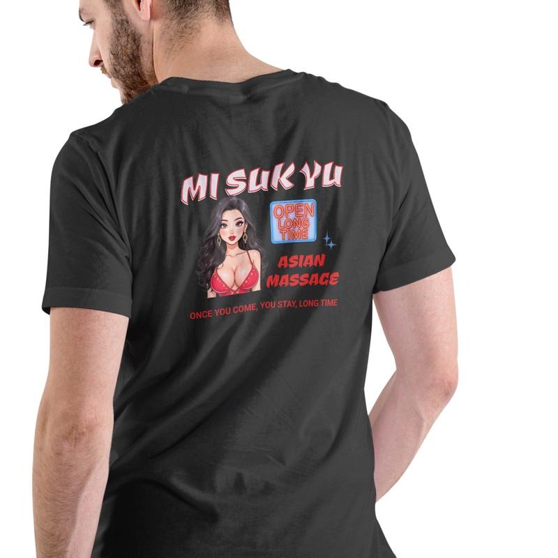 MI SUK YU ASIAN MASSAGE PARLOR T Shirt Unisex Cotton Black Graphic Tee