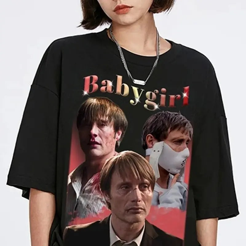 Mads Mikkelsen Baby girl Unisex T-shirt Hannibal, Hannibal Lecter Cotton Menswear Tshirt