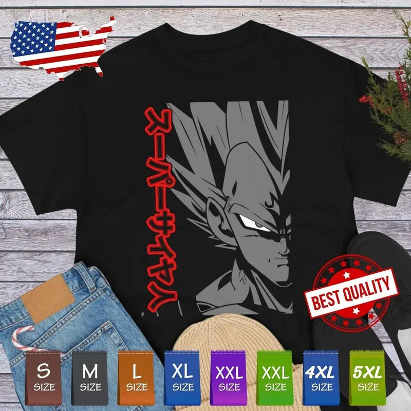 Majin Vegeta Dragon Ball T Shirt Japanese Anime Manga Style, Goku Bulma Broly Shirt Unisex Full Size
