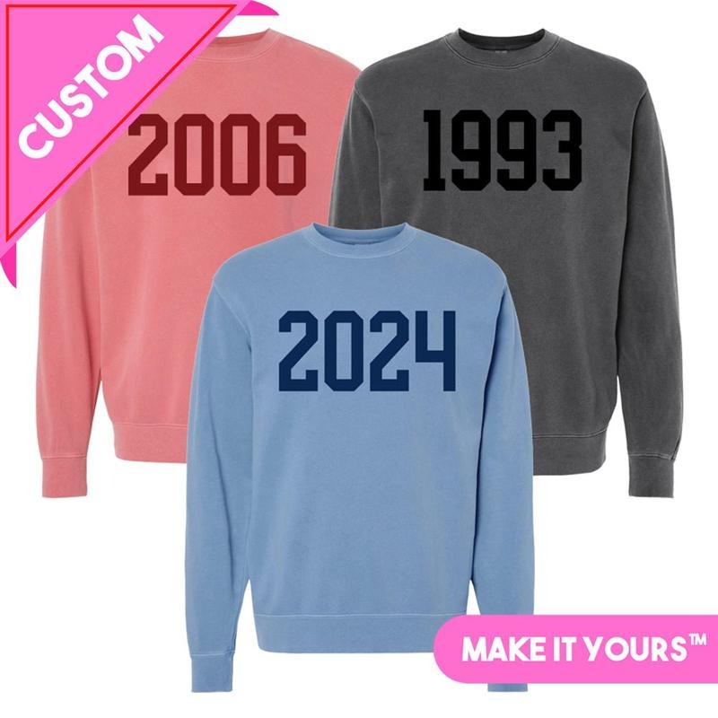 Make It Yours 'Year' Cozy Crew CUSTOM YEAR Sweatshirt Long Sleeve Vintage
