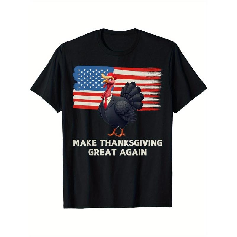 Make Thanksgiving Great Again" Funny Trump Turkey Graphic Tee - 100% Cotton, Breathable & Soft, Perfect for Casual Wear or Special Occasions - Sizes S to XXXL made in usa