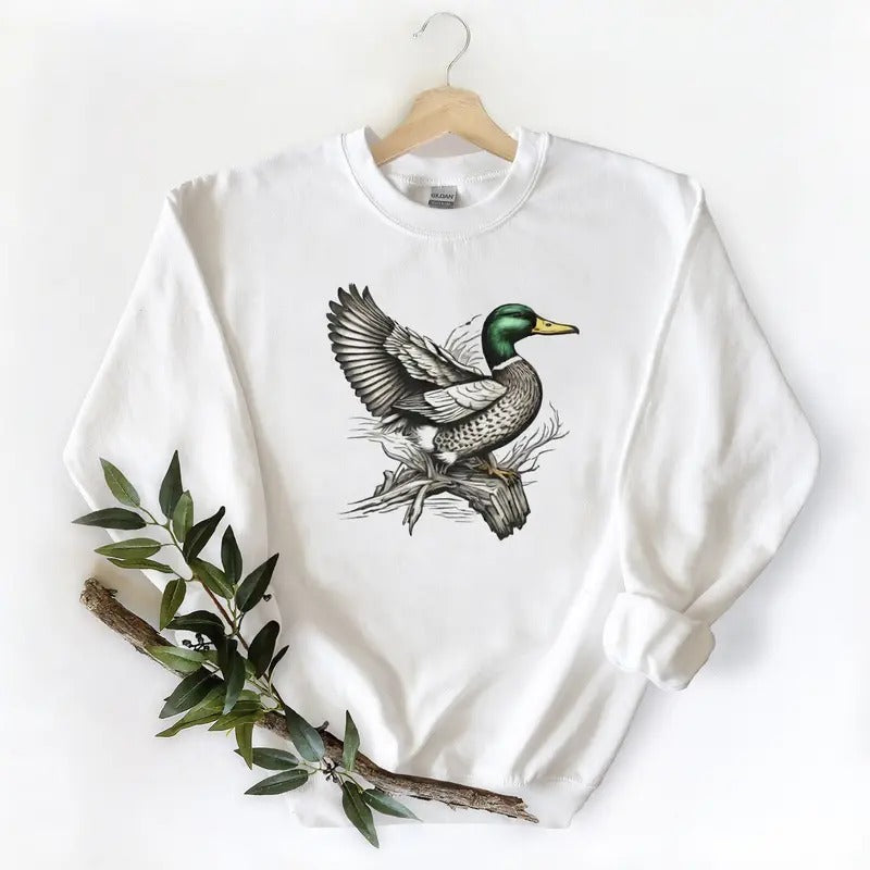 Mallard Ducks Coming Over Big Timbers Onto Water Unisex Tshirt Sweatshirt Hoodie, for duck hunters, husbands and Mallard duck lovers