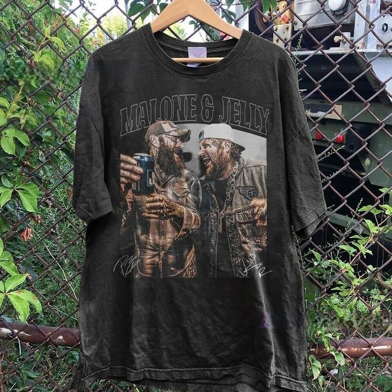 Malone & Jelly Shirt, 90s Retro Rap Hip Hop Unisex Shirt Streetwear Fashion Clothing, Gift for Fans