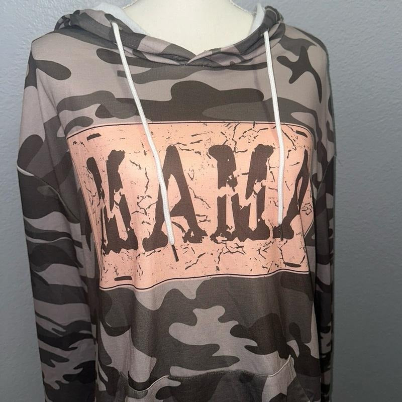 Mama Camo lightweight Hoodie, Comfortable Womenswear, Breathable Casual,