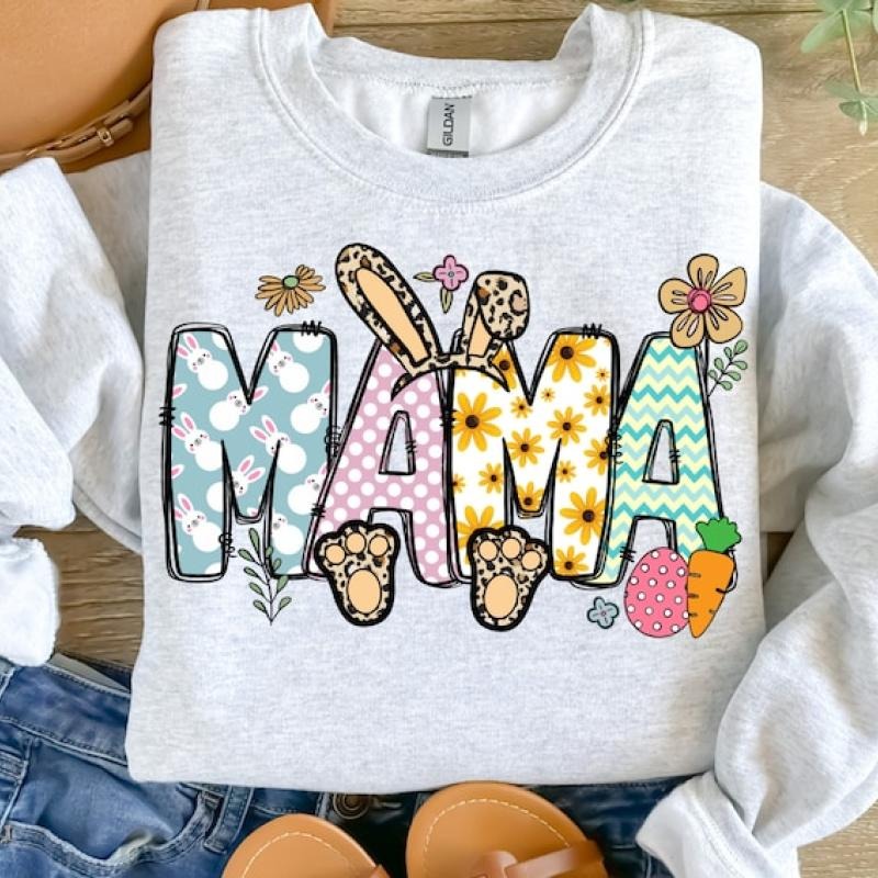 Mama Easter Shirt, Easter Designs, Mama Sweatshirt, Happy Easter Mama Mini, easter day hoodie, happy easter, Retro Easter Shirt