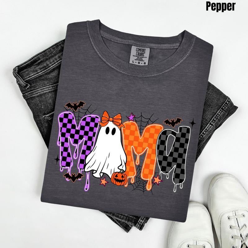 Mama Ghostly Checkered Comfort Colors T-Shirt 'NLB'