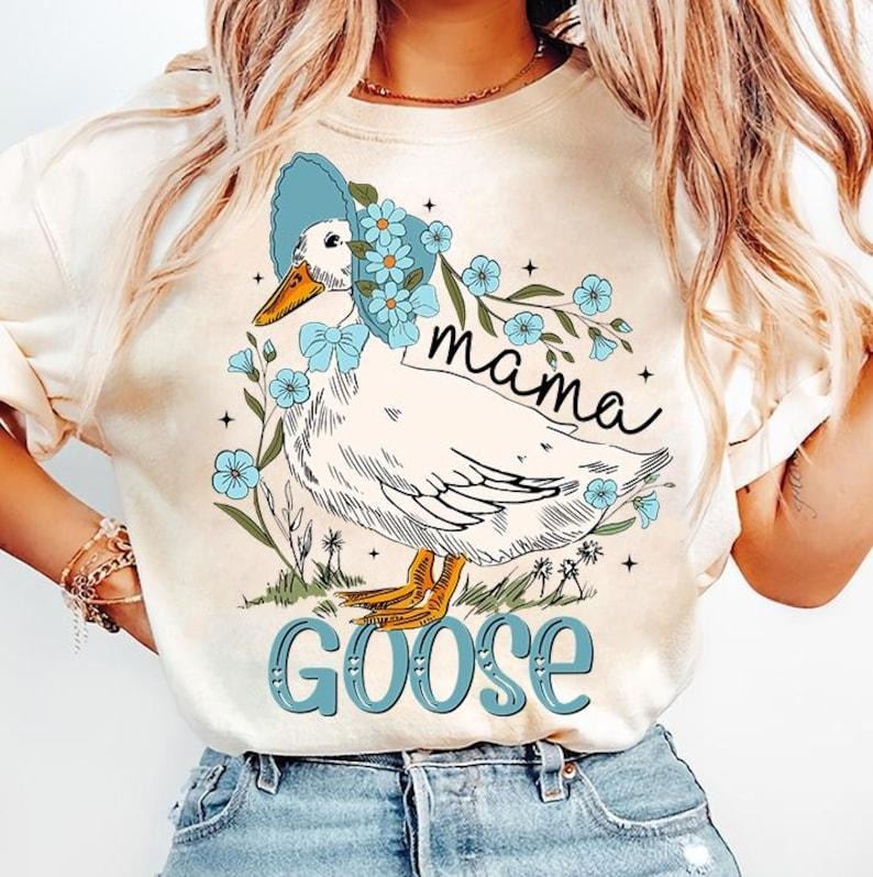 Mama Goose Shirt, Floral Mama Shirt, Coquette Mama Shirt, Mama Sublimation, Vintage mama Shirt Goose Lover shirt, Mothers day Shirt, Silly Goose