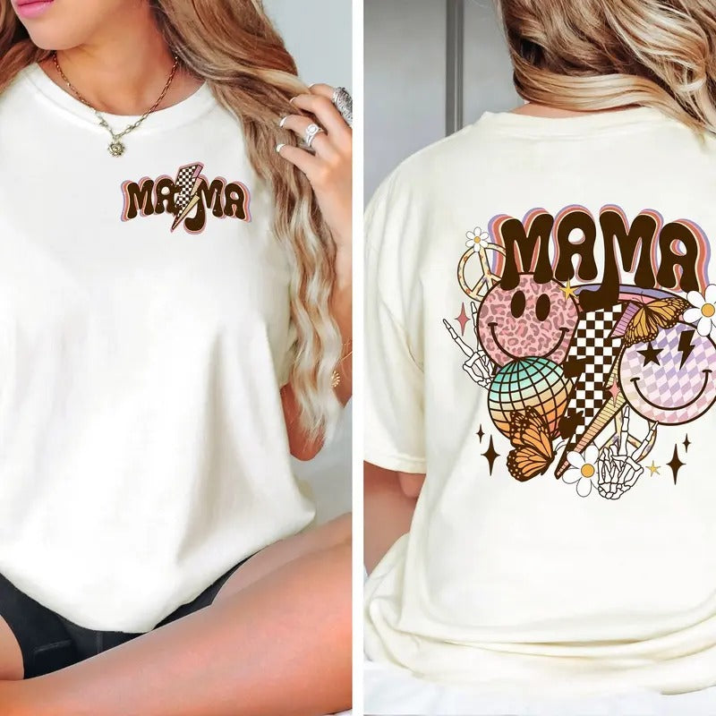 Mama Retro Flower Shirt, Smiley Mama Shirt, Mom Shirt for mom for Mother's Day, Funny Mom Shirt, Mama Smiley Tee, Mama Tees