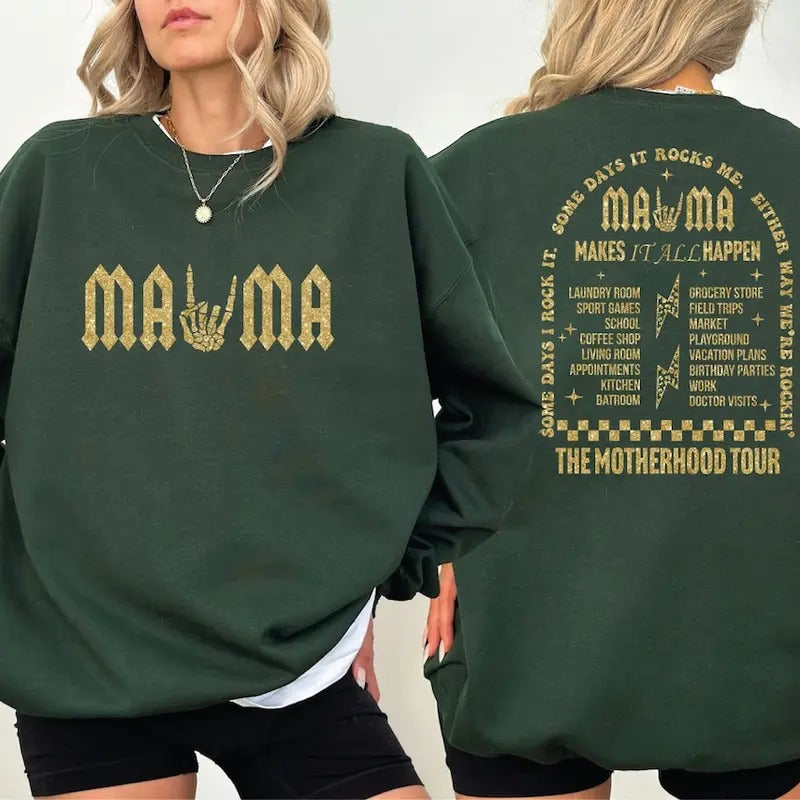 Mama Rock Tour Sweatshirt, Some Days I Rock It Sweater, Motherhood World Tour Hoodie