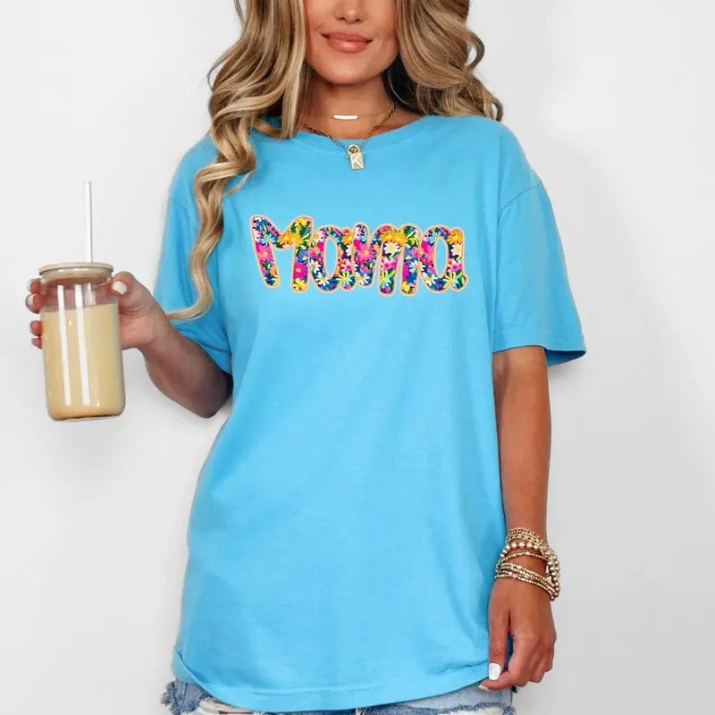 Mama, Floral, Flowers, Mother's Day, Bright, Colorful, Pastels Tshirt, Women's Comfort Colors Tee